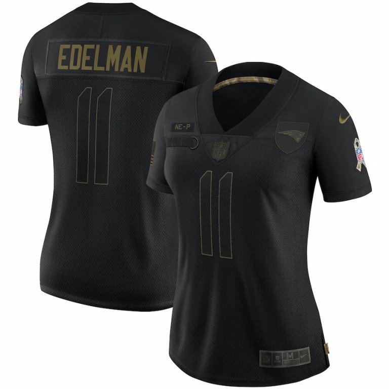 NFL New England Patriots #11 Julian Edelman Nike Women 2020 Salute To Service Limited  Black jerseys